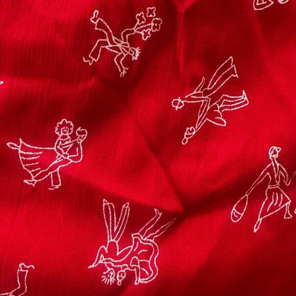 Vintage 90s RK ORIGINALS Womens Dress Red Maxi Whimsical All Over Print Retro 12 - Picture 7 of 13